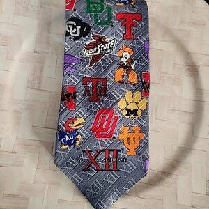 Big 12 Conference Neck Tie Merge Left 100% Silk College Football NCAA VTG 90s